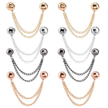 Imagem de CALIDAKA 8 peças de clipes magnéticos multifuncionais para roupas com corrente, ímãs de roupas para camisas, mangas, saias, vestidos e calças (ouro + prata + preto + ouro rosa)