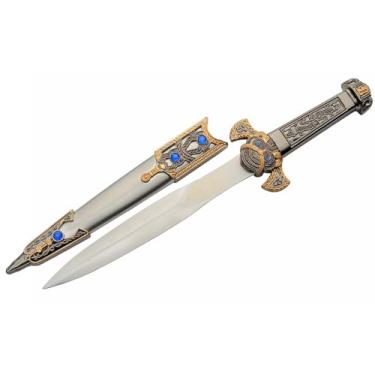 Imagem de SZCO Fornece faca de adaga de bronze do Nilo Antigo Egito de 33,7 cm com bainha