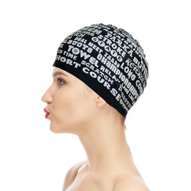 Imagem de Toucas de natação para adultos, touca de banho de silicone protetora de orelha para homens, mulheres com cabelo longo e curto (preto-termos-GG)