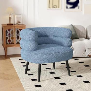 Imagem de Cadeira de acento moderna, poltrona decorativa tufada de tecido de sofá individual com pernas, cadeira de leitura estofada para sala de estar, quarto, escritório, C