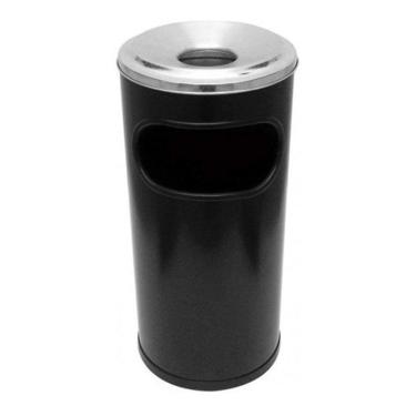 Imagem de Lixeira Cinzeiro 22L Em Plastico Aro Alumínio Bituqueira