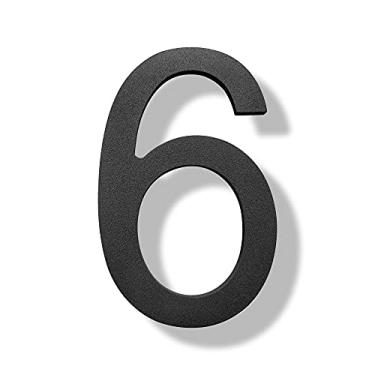 Imagem de Números de casa de aço inoxidável - Número de endereço residencial flutuante de 15 cm de altura, à prova de ferrugem, acabamento preto elegante (número 6)