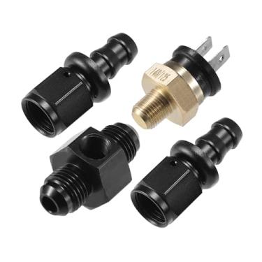 Imagem de VekAuto Kit de interruptor de termostato de mangueira de refrigeração, 6AN 140'F ligado - 125'F off transmission sensor cooler ventilador radiador de óleo interruptor elétrico encaixe universal para
