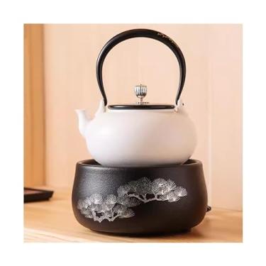 Imagem de Bules de chá, fogão elétrico de cerâmica, mini fogão de chá, chaleira de prata pequena para água fervente, fogão ao redor para ferver, bule de transporte lateral de chá