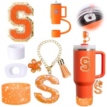 Imagem de Mity rain Conjunto de acessórios de copo laranja de 6 peças para copo Stanley Cup de 850 g 1,134 g com alça, incluindo tampa de cobertura de palha e bota, tampa à prova de derramamento, pingente de