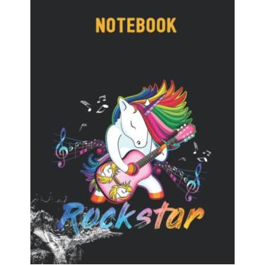 Imagem de Unicorn Rock star Guitar Rockin' music singer 8.5x11 inches / 140 pages / 70 sheets