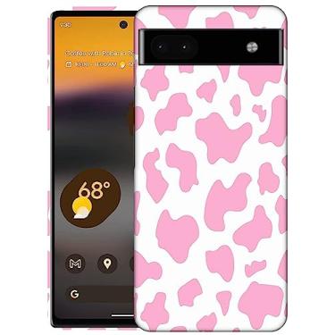 Imagem de SM CASES Capa para Google Pixel 6A - Capa de pele de vaca com estampa de animal rosa design impresso em 3D capa de plástico rígido compatível com Google Pixel 6A.