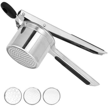 Imagem de DUJISO Grande Espremedor de Batatas de 15 Onças com 3 Discos Intercambiáveis, Espremedores de Aço Inoxidável para Purê de Batatas, Espremedor de Batata-Doce, Ferramenta de Cozinha (Grande, Lasca)
