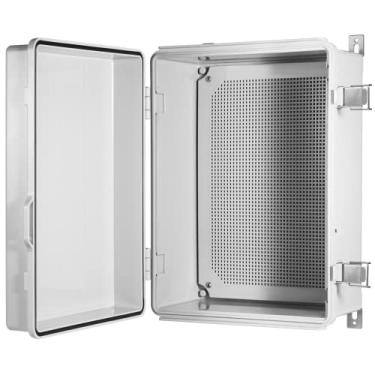 Imagem de ordentlich Caixa de Junção Elétrica À Prova D'Água Ip67 Gabinete de Plástico Abs com Tampa Articulada com Placa de Montagem, Suportes de Parede (Tampa Cinza, 16,1"X12,2"X7,1")