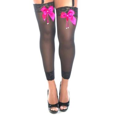 Imagem de Meia Preta Sexy 7/8 Com Laço Pimenta Sexy - Sex shop