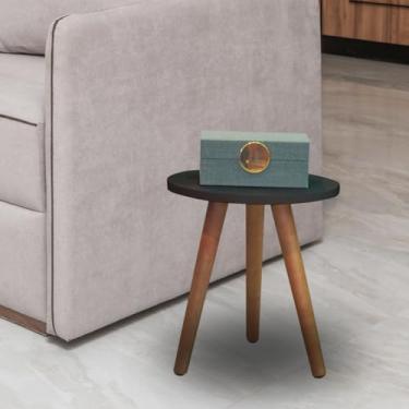 Imagem de Mesa De Canto Mesinha Lateral Redonda Pé Palito (Preto)