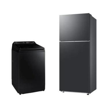 Imagem de Samsung Combo Lavadora Smart Digital Inverter WA14CG Black 14kg 220V + Geladeira Samsung TMF RT38DG6120B1FZ SmartThings 391L Black Inox Look Bivolt