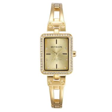 Imagem de Miykon Relógios delicados para mulheres - Relógio feminino quadrado de rosto pequeno com cristais genuínos, pulseira de estilo clássico de luxo para pulsos pequenos e finos, bonito e exclusivo