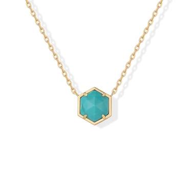 Imagem de PAVOI Colar com pingente de pedra preciosa banhada a ouro 14K | Colar de corrente delicada para mulheres | Ametista, florita verde, labradorita, quartzo rosa, Ouro