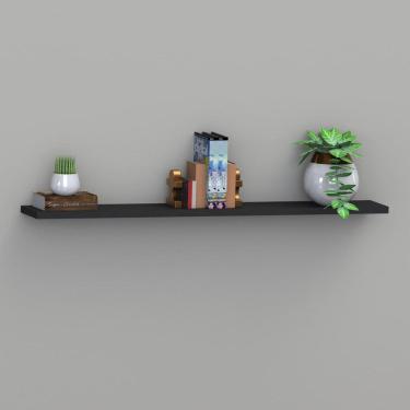 Imagem de Prateleira Suspensa Uno Line P/Decoração de Ambientes Sala de Estar Quarto Cozinha 135cm Preto - Olivar Móveis