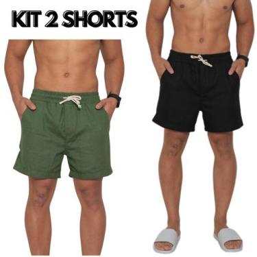 Imagem de Short linho Conexão Kit 2 und - Conexão Surf, GG, Preto, Verde militar