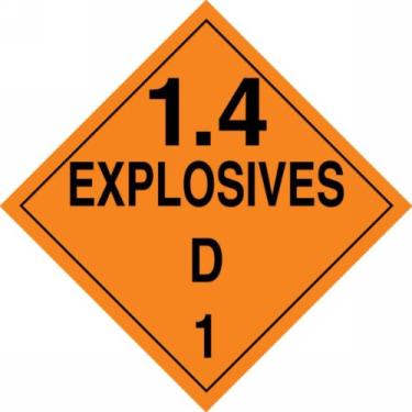 Imagem de Accuform MPL129CT100 PF-Cartolina Hazard Class 1/Division 4D DOT Placard, Legend "1.4 Explosives D 2.5 cm, 10-3/10.2 cm de largura x 26-3/10.2 cm de comprimento, preto em laranja (pacote com 100)