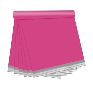 Imagem de TRAEKESYI Envelopes de poliéster rosa 19 x 24, pacote com 100 com forte autoadesivo, ideal para envio de roupas, sapatos, livros, brinquedos e pequenos eletrônicos