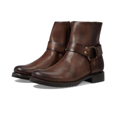 Imagem de Frye Bota feminina curta Veronica de 15,24 cm feita de couro 100% com zíper interno, arnês de encaixar/desligar, estrutura Goodyear Welt e forro de couro, Chocolate, 6.5