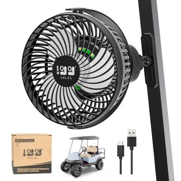 Imagem de 10L0L Golf Cart Ventiladores magnéticos para carrinhos de golfe EZGO Club Car Yamaha, baixo ruído, configurações de 3 velocidades, rotação de 360° com base de montagem magnética, bateria grande de