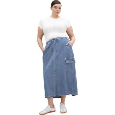 Imagem de City Chic Saia feminina plus size - Alexis, Lavagem leve, 56