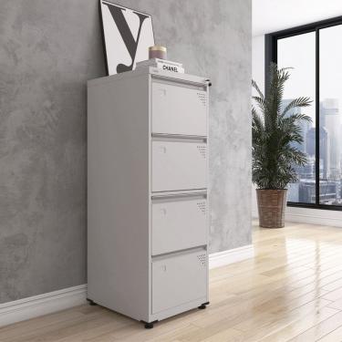 Imagem de Gaveteiro Arquivo em Aço 4 Gavetas com Trilho Telescopico Of04sltcm Cinza