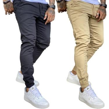Imagem de Kit 2 Calça Jogger Jeans/Sarja Com Punho 15 Variações - Daze Modas, Pr