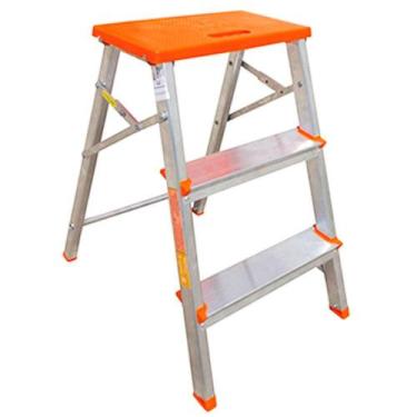 Imagem de Escada em Alumínio Botafogo 3 Degraus Suporta Até 120kg Compacta e Seg