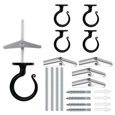 Imagem de Gancho de teto resistente para várias superfícies - suporta 18 kg, versátil para madeira, concreto e drywall, fácil instalação (4, preto)