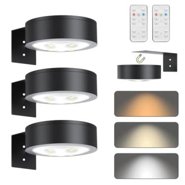 Imagem de Pacote com 3 lâmpadas de quadro operadas por bateria com luz de exibição de arte remota para pinturas, arandela magnética sem fio, luz de disco de LED com temporizador% regulável para fotos, arte,