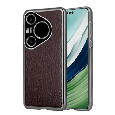 Imagem de LYJSMGZ Capa de negócios para Huawei Pura 70 Ultra/70 Pro/70 Pro+/70, capa de telefone clássica de couro ultrafina com revestimento à prova de choque, marrom, 70