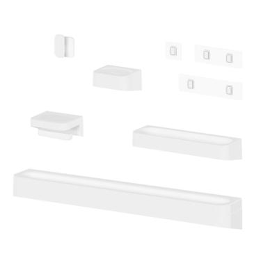 Imagem de Kit Banheiro 5 Peças Saboneteira + Porta Papel Higiênico + Porta Shampoo + Toalheiro + Gancho + Adesivos Branco Ou