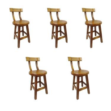 Imagem de Kit 5 Banquetas De Madeira Baixa Natural Com Econsto Girafa