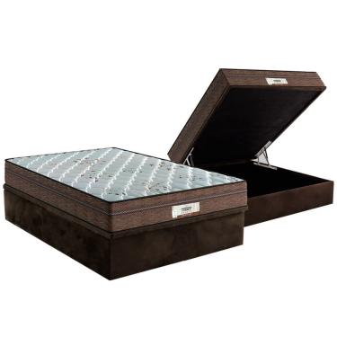 Imagem de Cama Box Baú Casal: Colchão Molas Probel MasterPocket Ensacadas ProDormir Pallace + Base crc Suede Brown(138x188)