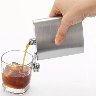 Imagem de Cantil de Bolso Inox p/bebida 7OZ 210ml 9.6x2.5x12.5 Prata