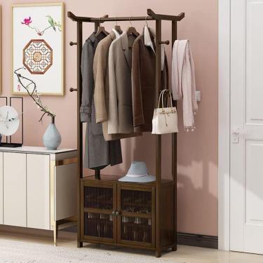 Imagem de Cabide Com Armazenamento De Sapatos Beh, Árvore De Entrada 3-em-1 Com E Sapateira De 2 Níveis E 8 Ganchos Móveis, Fácil De Montar, Organizador De Prateleira De Armazenamento D, A, 52x29x180cm