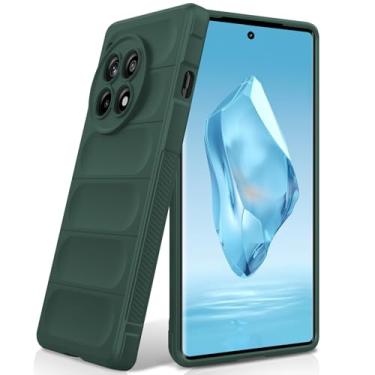 Imagem de BonYonka Capa de silicone para OnePlus 12R, forro de microfibra antiarranhões, capa à prova de choque com proteção para câmera, verde