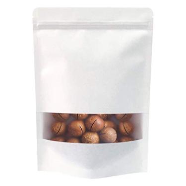 Imagem de Stand Up Kraft Paper Pouch Bag Lnawieor Heat Sealing Pouches Zip Lock Food Storage Bags with Window and Tear Notch Pack of 50