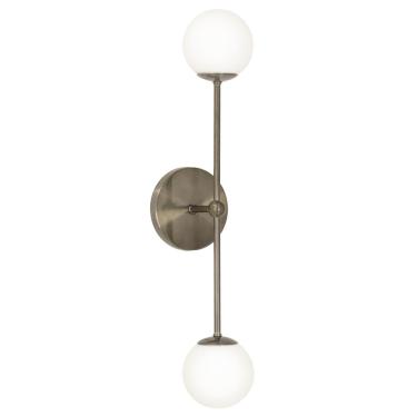 Imagem de Arandela Luminária Parede Bolinha 2 Globos Vidro Sala Bronze