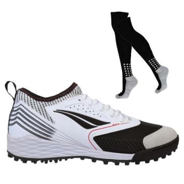 Imagem de Kit Chuteira Society Penalty Se7E Pro Molix Y-1 E Meião, 42, Branco, P