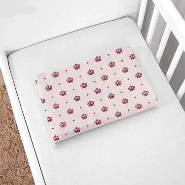 Imagem de Kit 2 Fronha De Berço Simples 30x40 Bainha Capa Para Travesseiro Infantil 100% Algodão (Coroa Rosa)