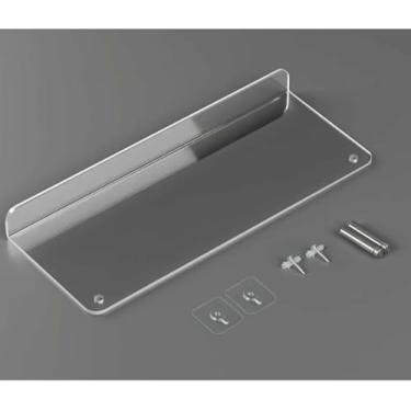 Imagem de LGEOELIAS Porta-revistas de acrílico transparente para parede de banheiro, 40, 50, 60, 70, 80, 90, 100, 110, 120 cm, suporte de armazenamento de literatura