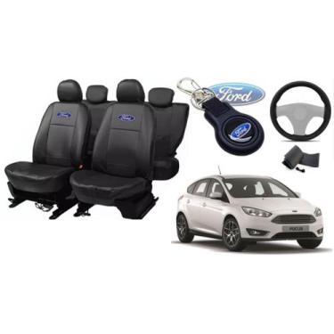 Imagem de Kit Capas Couro Ford Focus 2013-2015 + Volante e Chaveiro - Design Exc