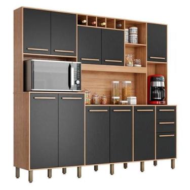 Imagem de Kit Cozinha Compacta Petra Cinamomo Grafite - Valdemóveis