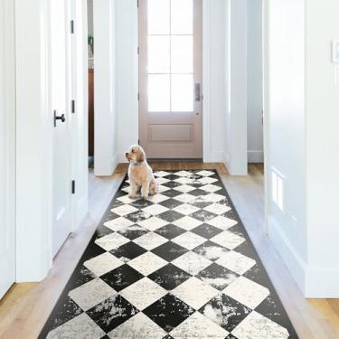 Imagem de Tapete de corredor preto de 6 cm x 1,5 m para cozinha, sala de estar, corredor, entrada, banheiro, lavanderia, tapete longo para quarto, decoração de casa, acessórios essenciais para apartamentos