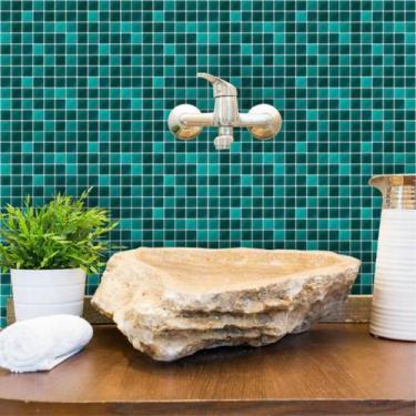 Imagem de Papel de Parede Autocolante Pastilhas em Tons de Verde 270 - Inove Pap