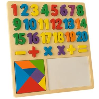 Imagem de Quadro Educativo Infantil 3 em 1 Números e Operações Matemáticas com Tangram e Lousa Colorido