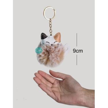 Imagem de Chaveiro Gato Pompom Fofo Macio Pingente Bolsa Mochila 9cm - Becky, Be