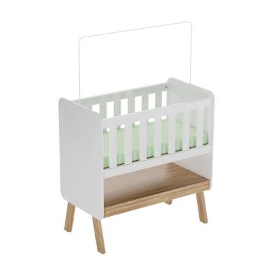 Imagem de Mini Berço Guti  Retro Peroba Branco/Amêndoa Colchão Incluso