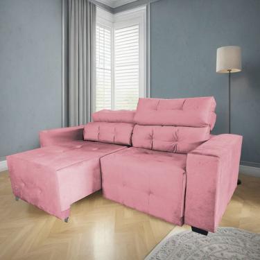Imagem de Sofá Retrátil e Reclinável Berlin Sala Quarto 2,00 Rosa
